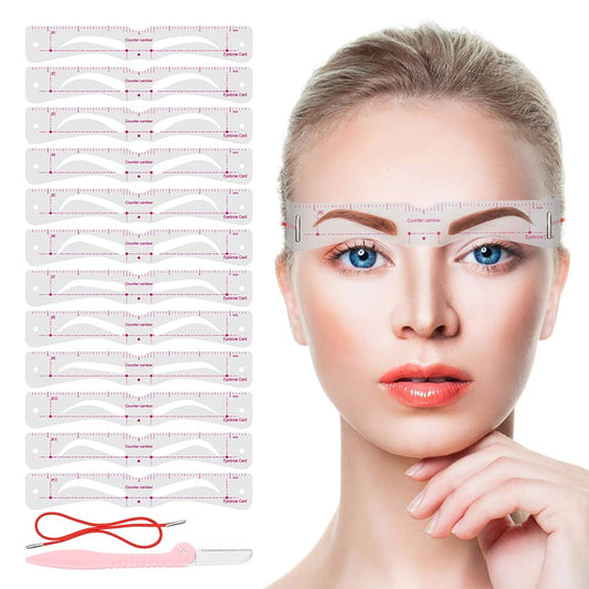 BrowPro™ 12 Styles Reusable DIY Eyebrow Stencil Set