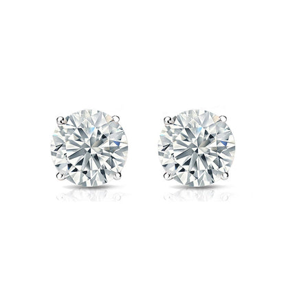 2ct Round Diamond 14k White Gold Stud Earring Studs