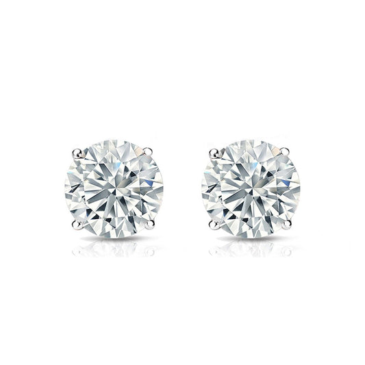 2ct Round Diamond 14k White Gold Stud Earring Studs