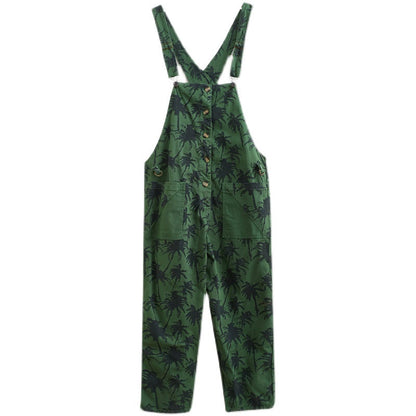 O.NIGHT™ Vintage Print Straight Green Jumpsuit