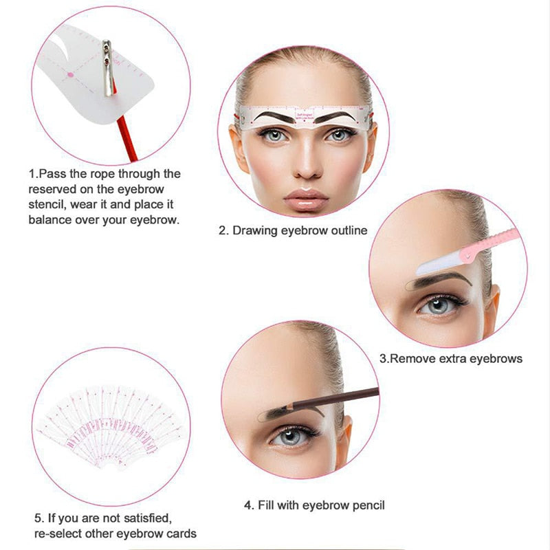 BrowPro™ 12 Styles Reusable DIY Eyebrow Stencil Set