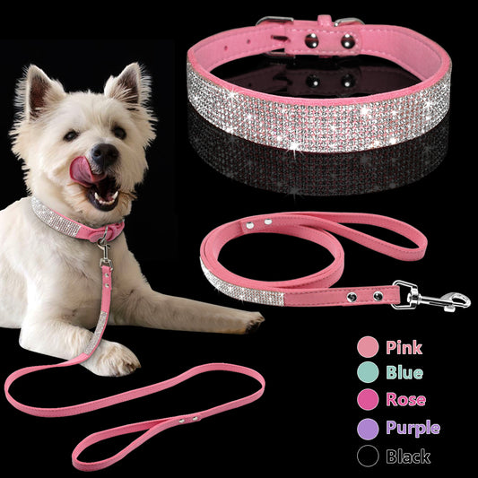 Dazzle Suede Pet Collar Leash Set