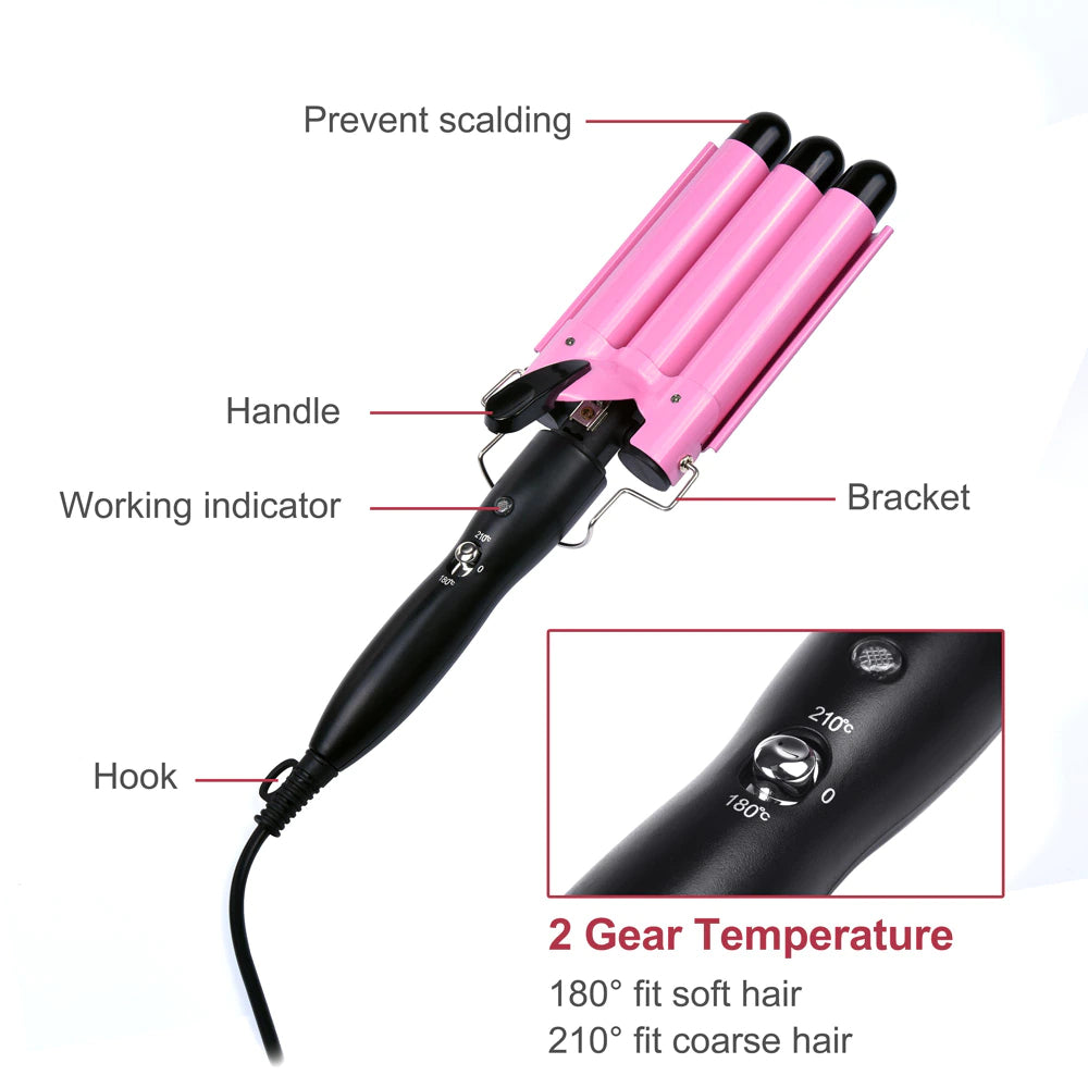 CurlPro™ 3-Barrel Hair Curling Iron Wand