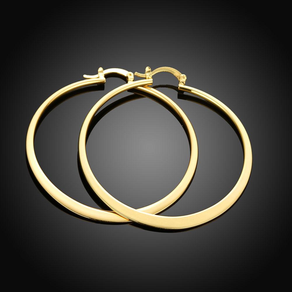 18K Gold Plated 2" Flat Hoop Earrings