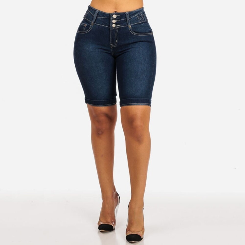 O.NIGHT™ Knee Length Denim Stretch Short Jeans