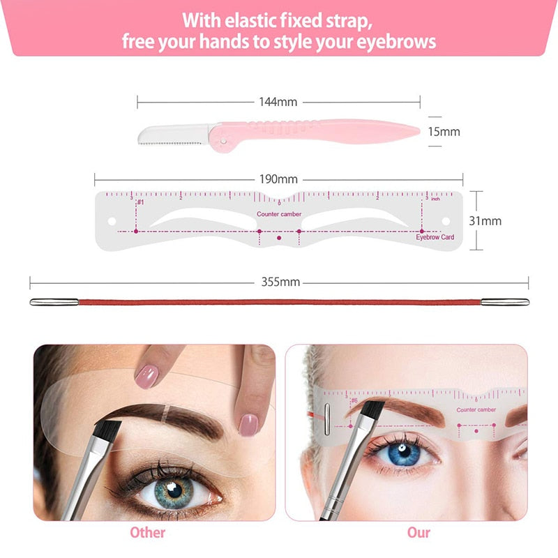 BrowPro™ 12 Styles Reusable DIY Eyebrow Stencil Set