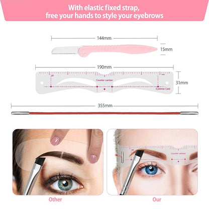 BrowPro™ 12 Styles Reusable DIY Eyebrow Stencil Set