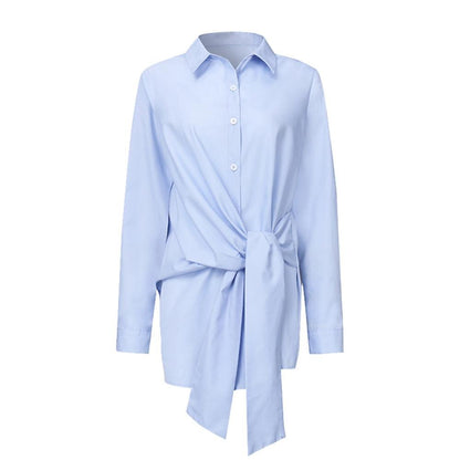 O.NIGHT™ Long Sleeve Ruched Chiffon Tie-Front Blouse