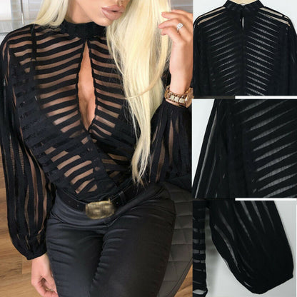 O.NIGHT™ Mesh Net Long Sleeve Blouse