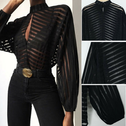 O.NIGHT™ Mesh Net Long Sleeve Blouse