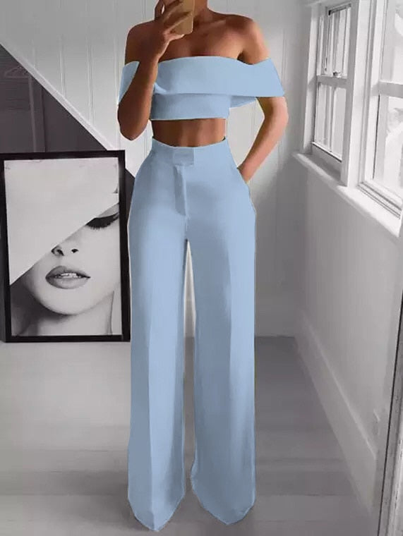 O.NIGHT™ Elegant Cropped Top + Long Trousers Set