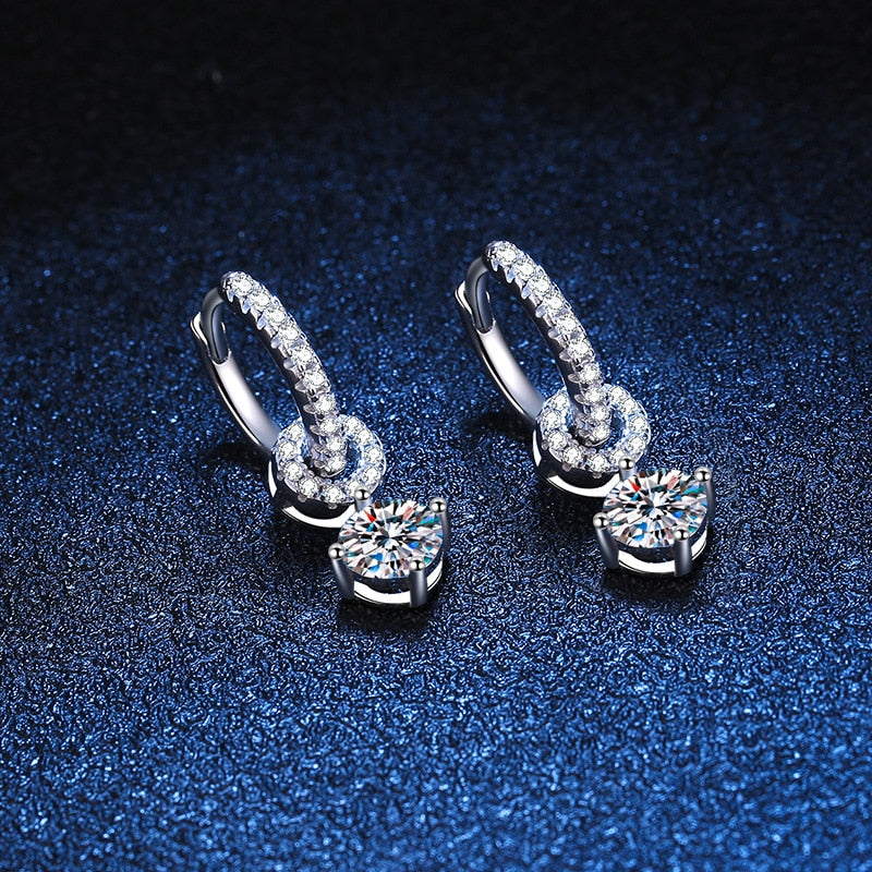 1ct Genuine Moissanite Drop Earrings