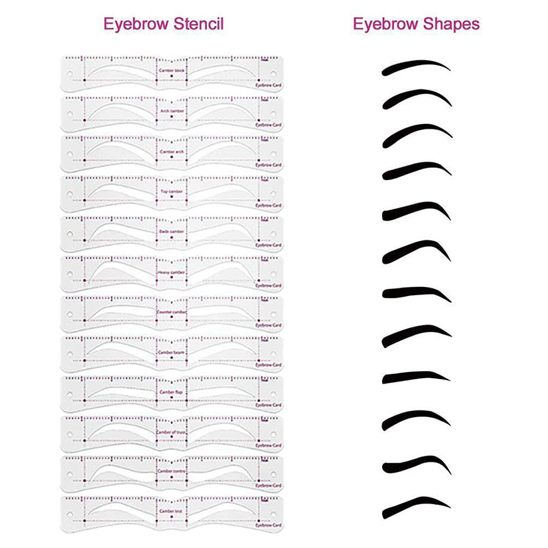 BrowPro™ 12 Styles Reusable DIY Eyebrow Stencil Set