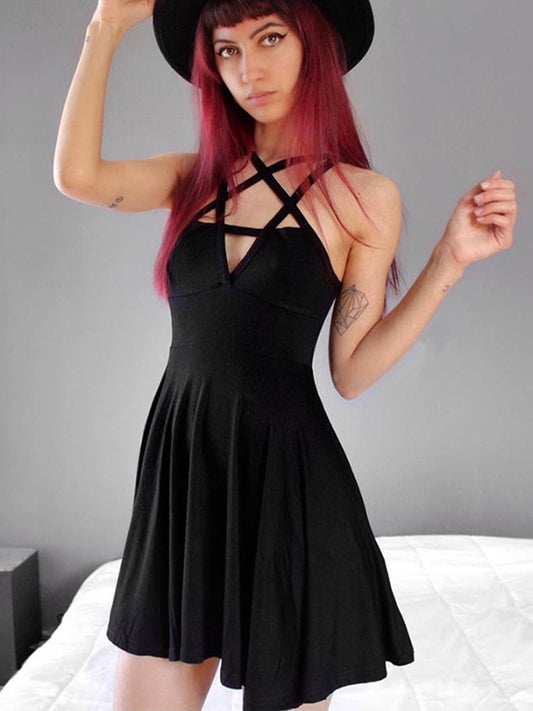 O.NIGHT™ Pentagram Strap Gothic Dress