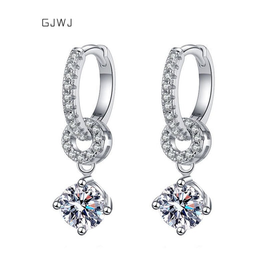 1ct Genuine Moissanite Drop Earrings